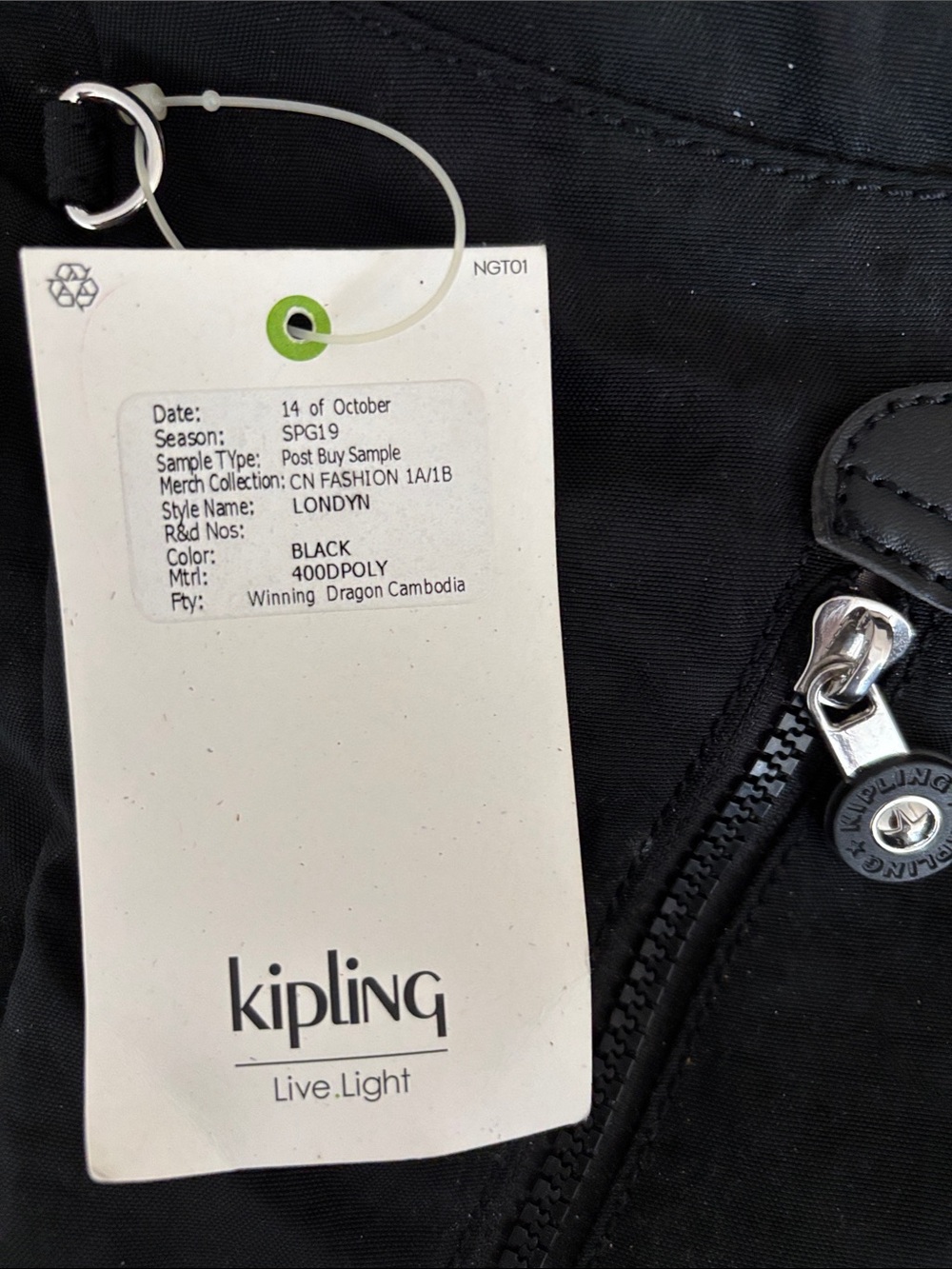 Kipling Londyn Black Curved Shoulder Hobo Bag - Picture 6 of 6